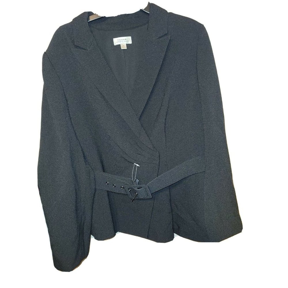 Tahari ASL Asymmetrical Belted JACKET SUIT Size 16